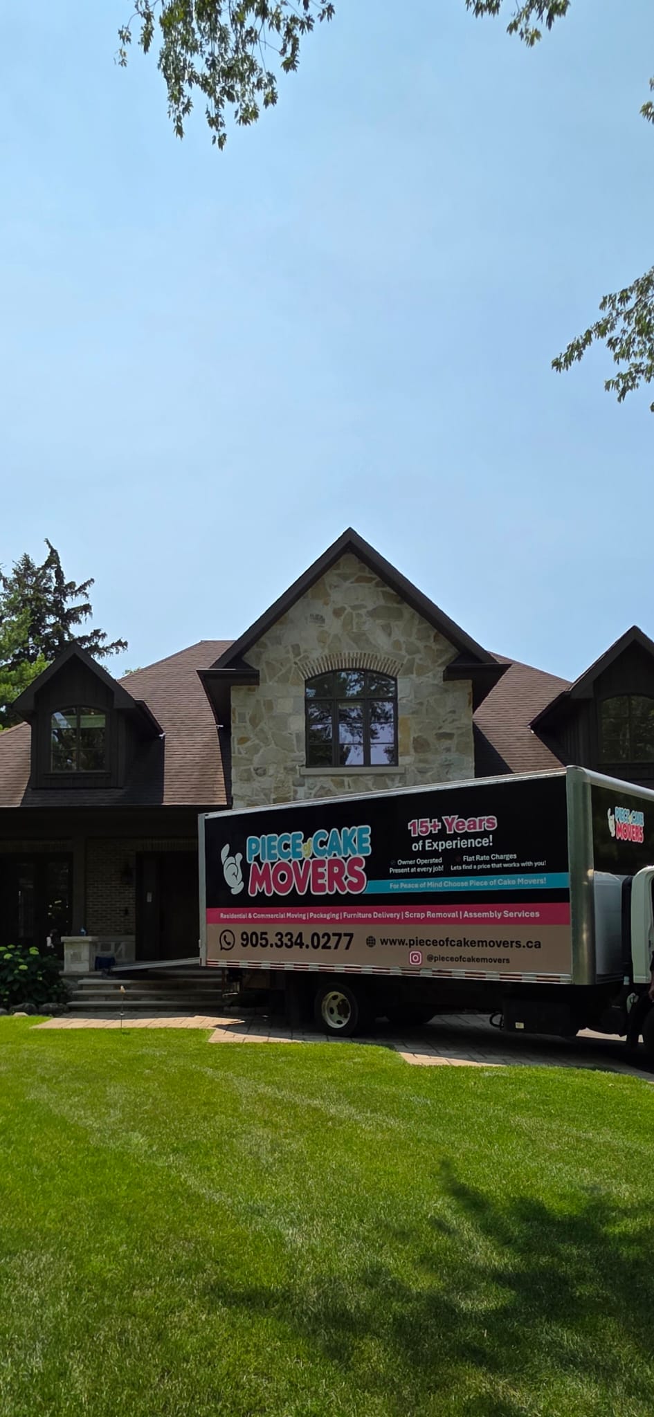 Piece of Cake Movers truck at customer home