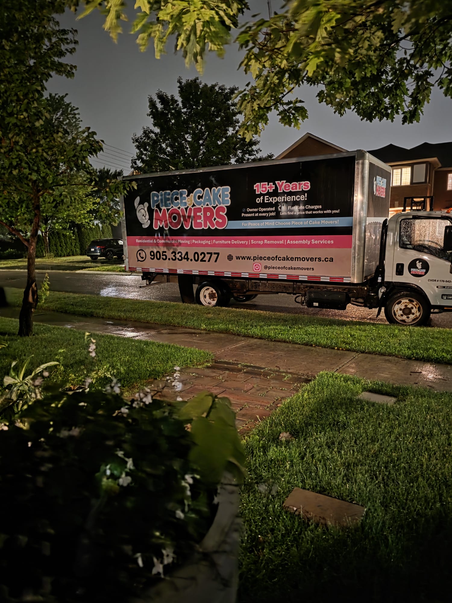 Moving truck on residential street
